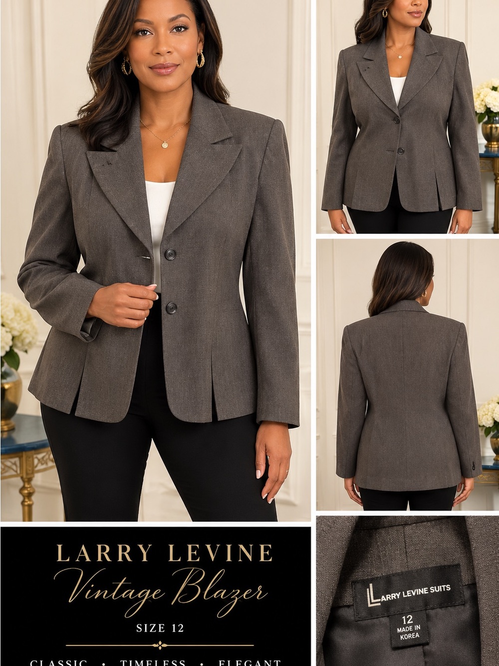 Larry Levine Gray Two-Button Blazer!